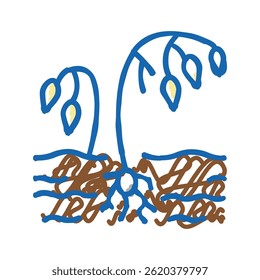 Problema de la sequía Problema de la pobreza Doodle Icono Croquis Vector. Problema de la sequía Problema de la pobreza