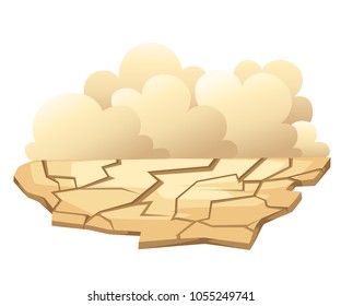 Drought with sandstorm illustration. Geological disasters in cartoon style. Cataclysm color icon. Vector illustration isolated on white background. Web site page and mobile app design.