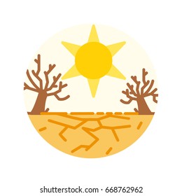 Drought. The sun dries the soil and trees
