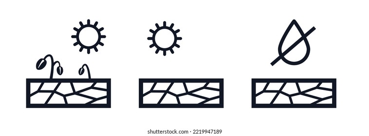 Drought symbol cracked surface and dryness icon