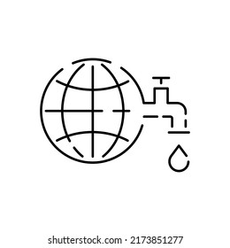 Drought. thirst. Cracked and dried plant or soil. Global disaster. Famine. Line vector icon. Water