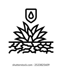 drought tolerant plant water saving line icon vector. drought tolerant plant water saving sign. isolated contour symbol black illustration
