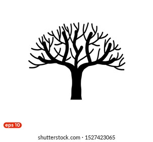 drought tree vector, molt and dry tree, branch, trunk illustration.