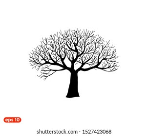 drought tree vector, molt and dry tree, branch, trunk illustration.