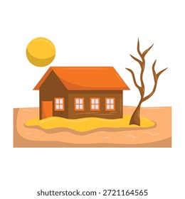 Drought vector illustration, drought icon, drought dry land disaster vector image, global warming, natural disaster, climate change clipart