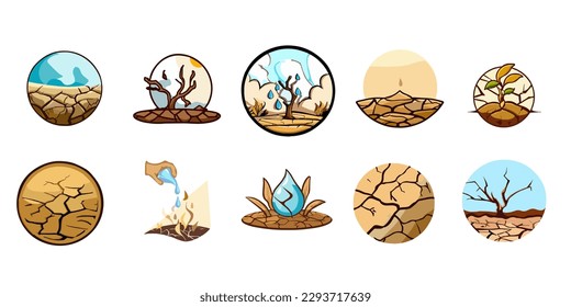 Drought vector set collection graphic clipart design