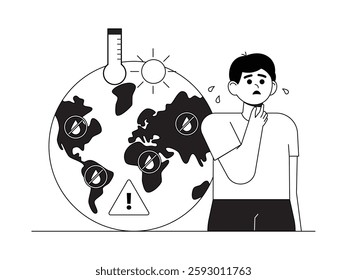 Drought warning in some countries due to extreme weather, social issues vector illustration.