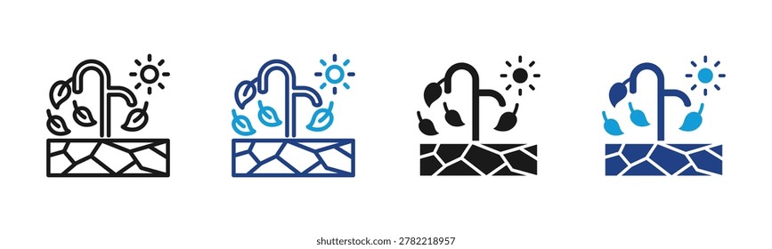 Drought Web icon with multiple style collection