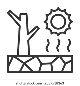 Droughts Outline Icon Vector Illustration