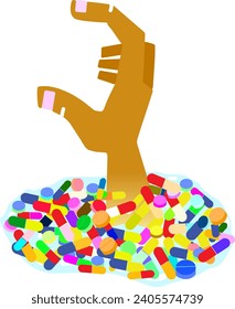 Drown In Drug Abuse Vector Illustration