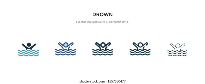 drown icon in different style vector illustration. two colored and black drown vector icons designed in filled, outline, line and stroke style can be used for web, mobile, ui