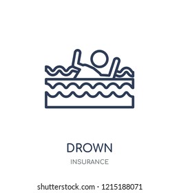 Drown icon. Drown linear symbol design from Insurance collection.