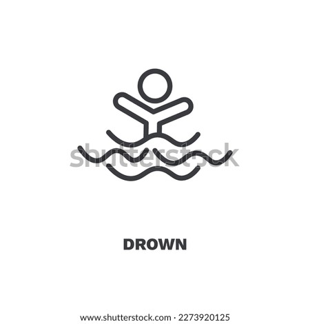drown icon. Thin line drown icon from Insurance and Coverage collection. Outline vector isolated on white background. Editable drown symbol can be used web and mobile