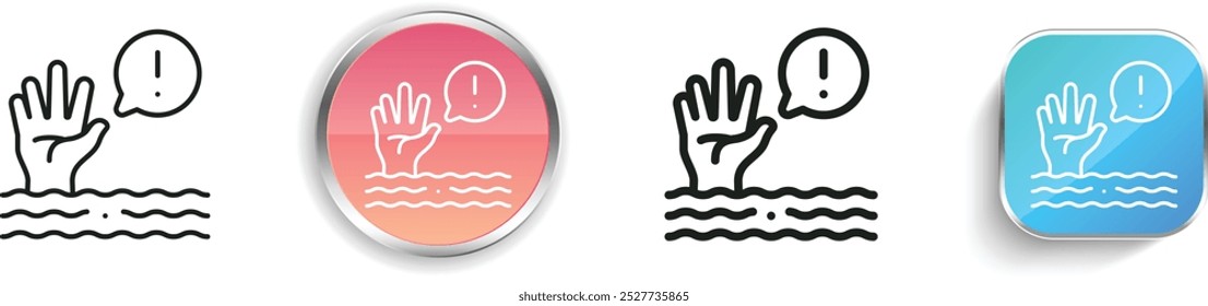 drown icon. Thin Linear, Regular and Button Style Design Isolated On White Background