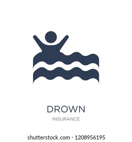 Drown icon. Trendy flat vector Drown icon on white background from Insurance collection, vector illustration can be use for web and mobile, eps10