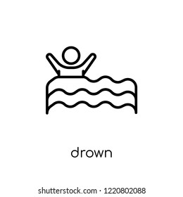 Drown icon. Trendy modern flat linear vector Drown icon on white background from thin line Insurance collection, editable outline stroke vector illustration
