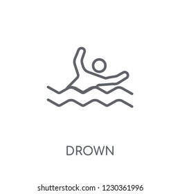 Drown linear icon. Modern outline Drown logo concept on white background from Insurance collection. Suitable for use on web apps, mobile apps and print media.