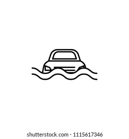 drowned car line icon. Element of insurance sign for mobile concept and web apps. Thin line drowned car icon can be used for web and mobile. Premium icon on white background