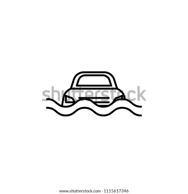 drowned car line icon.\
Element of insurance sign for mobile concept and web apps. Thin\
line drowned car icon can be used for web and mobile. Premium icon\
on white background