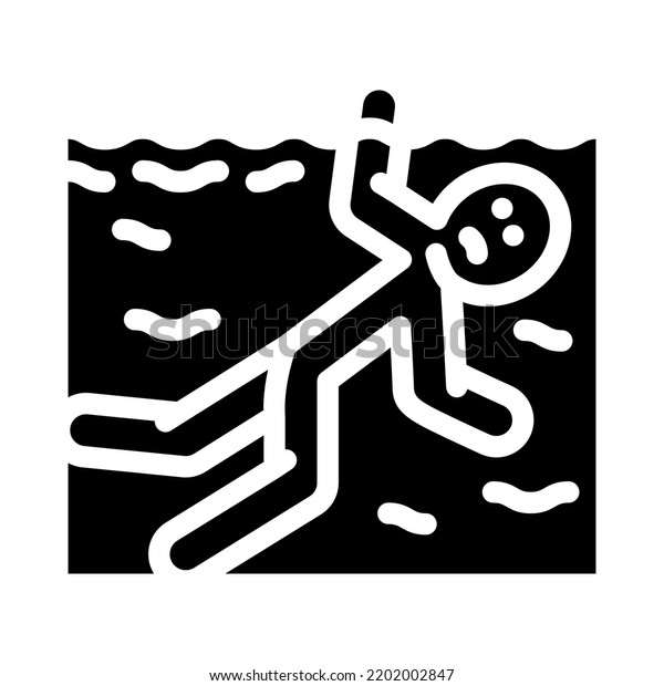 drowned man accident glyph icon\
vector. drowned man accident sign. isolated symbol\
illustration