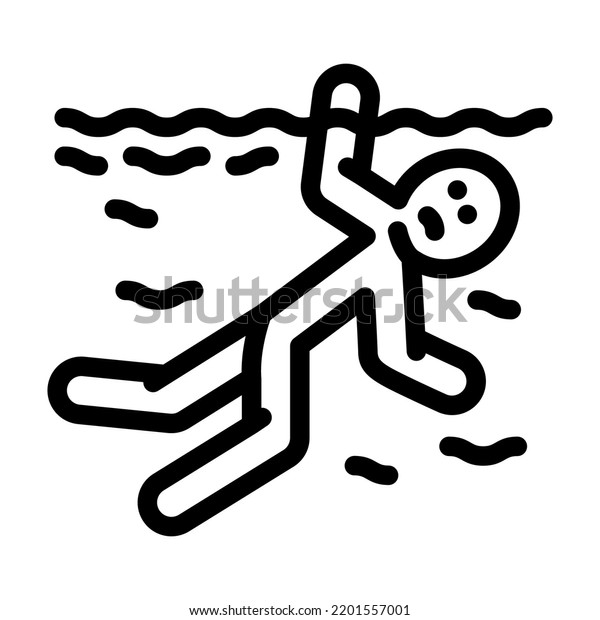 drowned man accident\
line icon vector. drowned man accident sign. isolated contour\
symbol black\
illustration