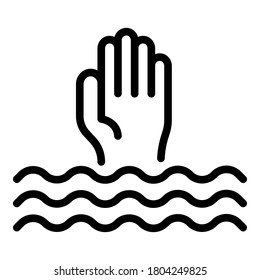 Drowned man icon. Outline drowned man vector icon for web design isolated on white background