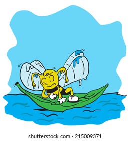 drowning bee cartoon
