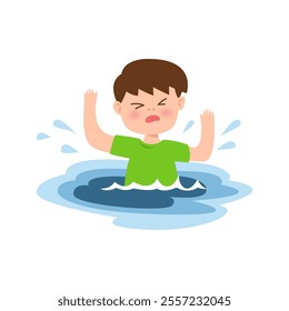 drowning child concept. vector illustration