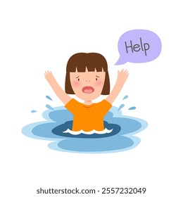 drowning child concept. vector illustration