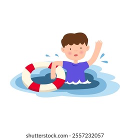 drowning child concept. vector illustration