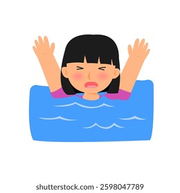 drowning child concept. vector illustration