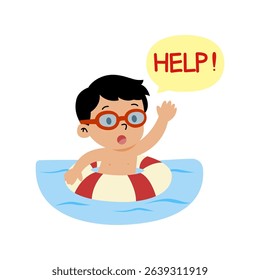 drowning child concept. vector illustration