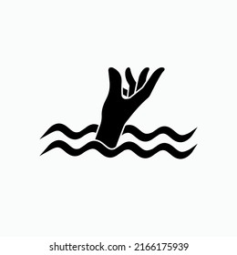 Drowning Icon. Drown, Accident Symbol In Water - Vector.