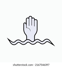 Drowning Icon. Drown, Accident Symbol In Water - Vector.