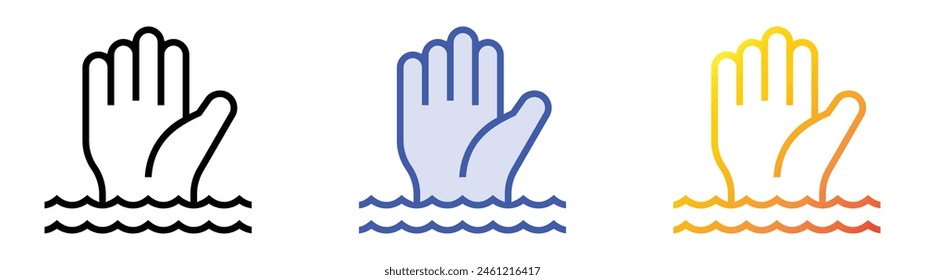 drowning icon. Linear, Blue Fill and Gradient Style Design Isolated On White Background