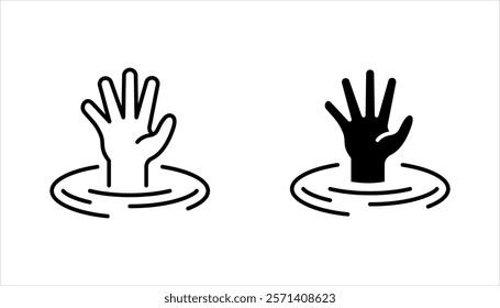 Drowning icon set. saving drowning man sign. vector illustration on white background