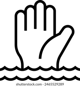 drowning icon. Thin linear style design isolated on white background