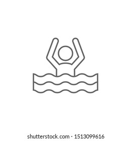 Drowning man icon. Element of swimming poll thin line icon