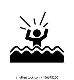 Drowning Man Icon Illustration Isolated Vector Stock Vector (Royalty ...