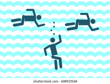 Drowning man icon. illustration isolated sign symbol. Vector illustration of pictogram of the pool