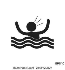 drowning person flat icon vector