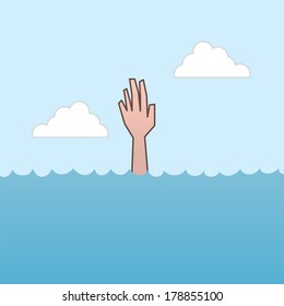 Drowning Reaching Out Hand Help Stock Vector (Royalty Free) 178855100 ...