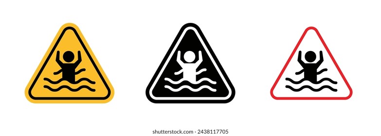 Drowning Risk Warning. Deep Water Caution. Safety Alert for Swimming Areas.