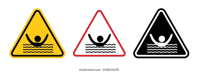 Drowning Risk Warning Sign. Water Safety Alert. Caution for Deep Water Hazards.