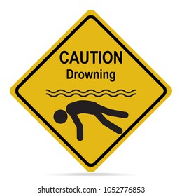 Drowning Warning Sign Icon, Tag Illustration