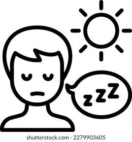 Drowsiness thin line icon. Abnormal sleepiness during the day. Illness symptom. Modern vector illustration.