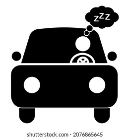 Drowsy driver icon in modern silhouette style design. Vector illustration isolated on white background.