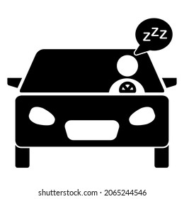 Drowsy driver icon in trendy silhouette style design. Vector illustration isolated on white background.