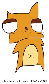 drowsy sleepy yellow tan cat vector cartoon illustrate