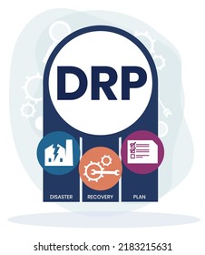 DRP - Disaster Recovery Plan business concept background. vector illustration concept with keywords and icons. lettering illustration with icons for web banner, flyer, landing page